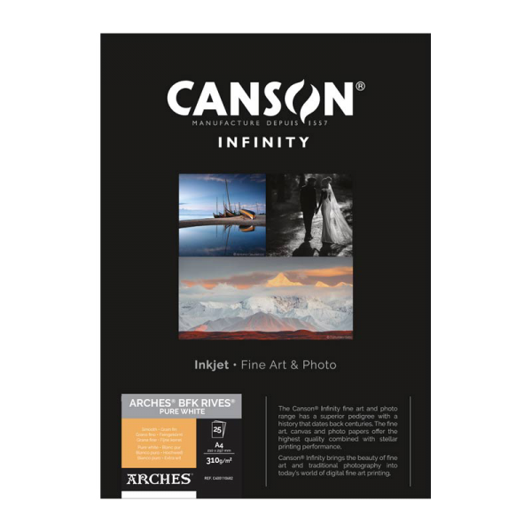 Canson Infinity Arches BFK Rives Pure White 310g - A4 210x297mm, 25 Blatt