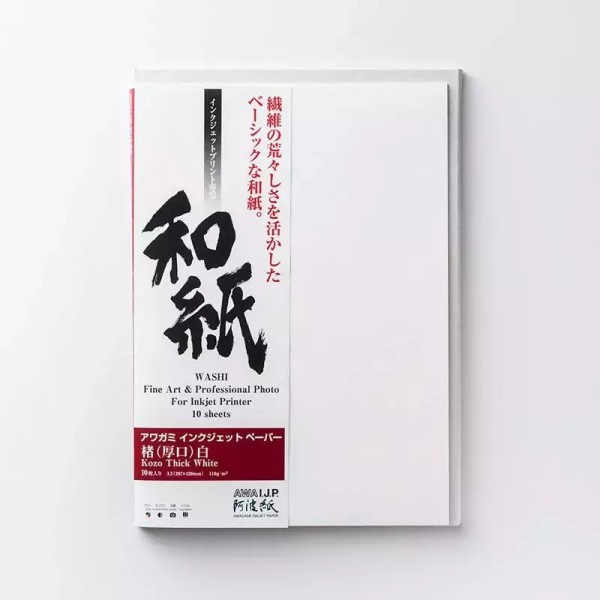 Awagami Kozo Thick 110 gsm White A3+ - 10 Blatt