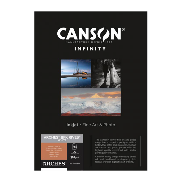 Canson Infinity Arches BFK Rives Blanc 310g - A4 210x297mm, 25 Blatt