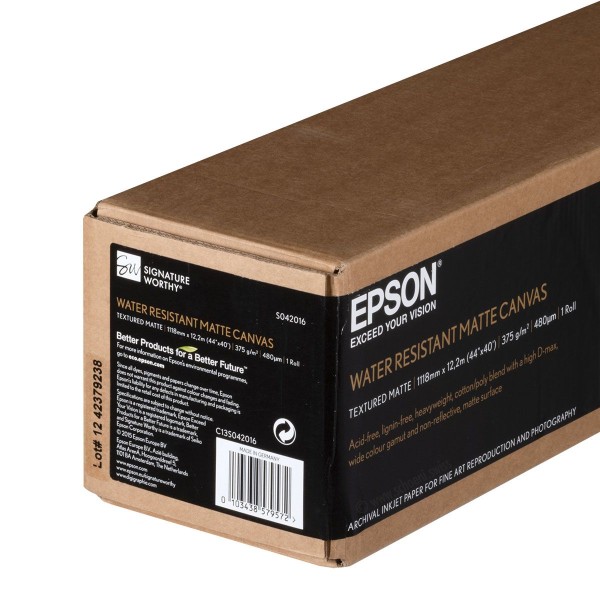 Epson Water Resistant Matte Canvas 375 g/m², 111,8 cm x 12,2 m, 1 Rolle
